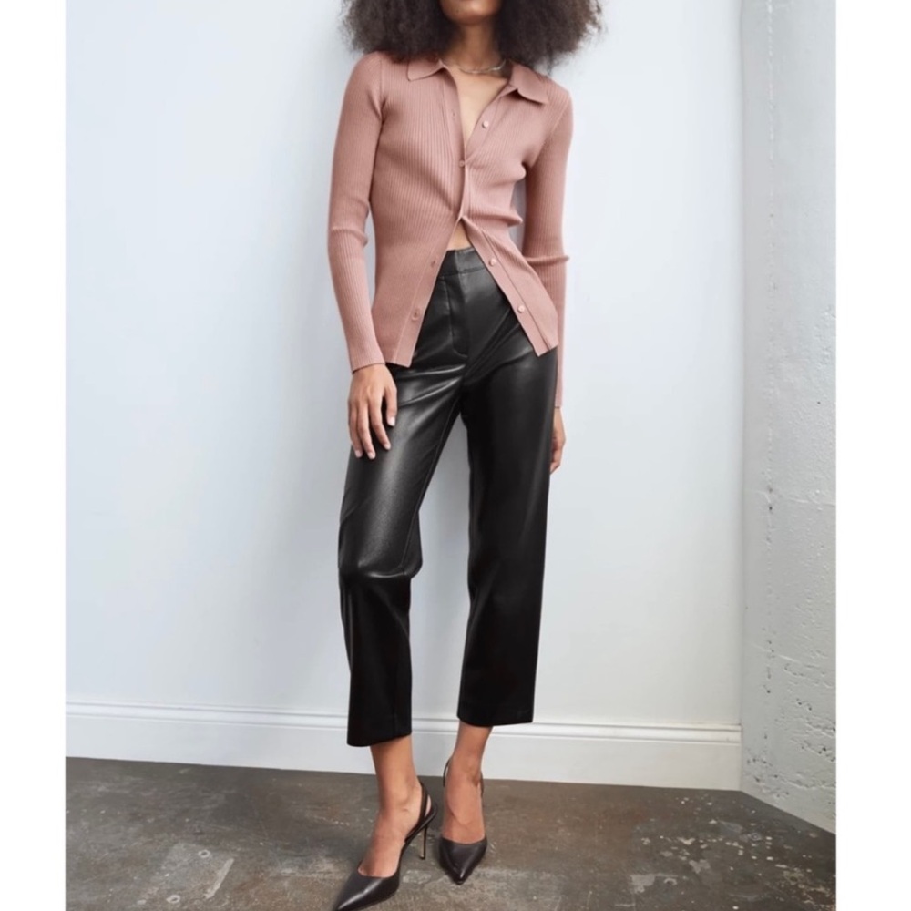 Babaton Aritzia Command Black Vegan Leather Pants